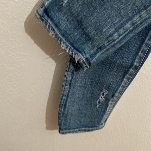 Authentic Moussy Women's 27 Jeans High Rise Light Wash Skinny Distressed Accents - Picture 4 of 7